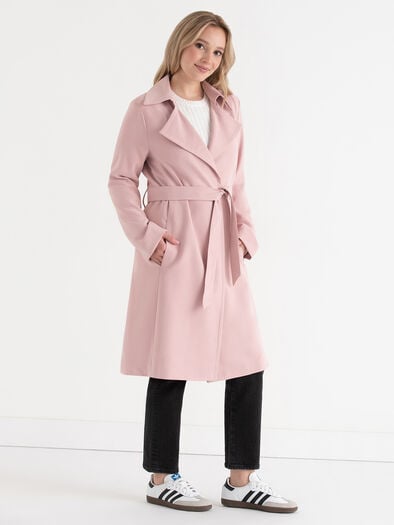 Belted Trench Coat, Pale Mauve Belted Trench Coat, Pale Mauve