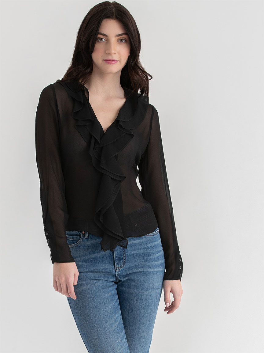 Long Sleeve Ruffle Blouse Rickis