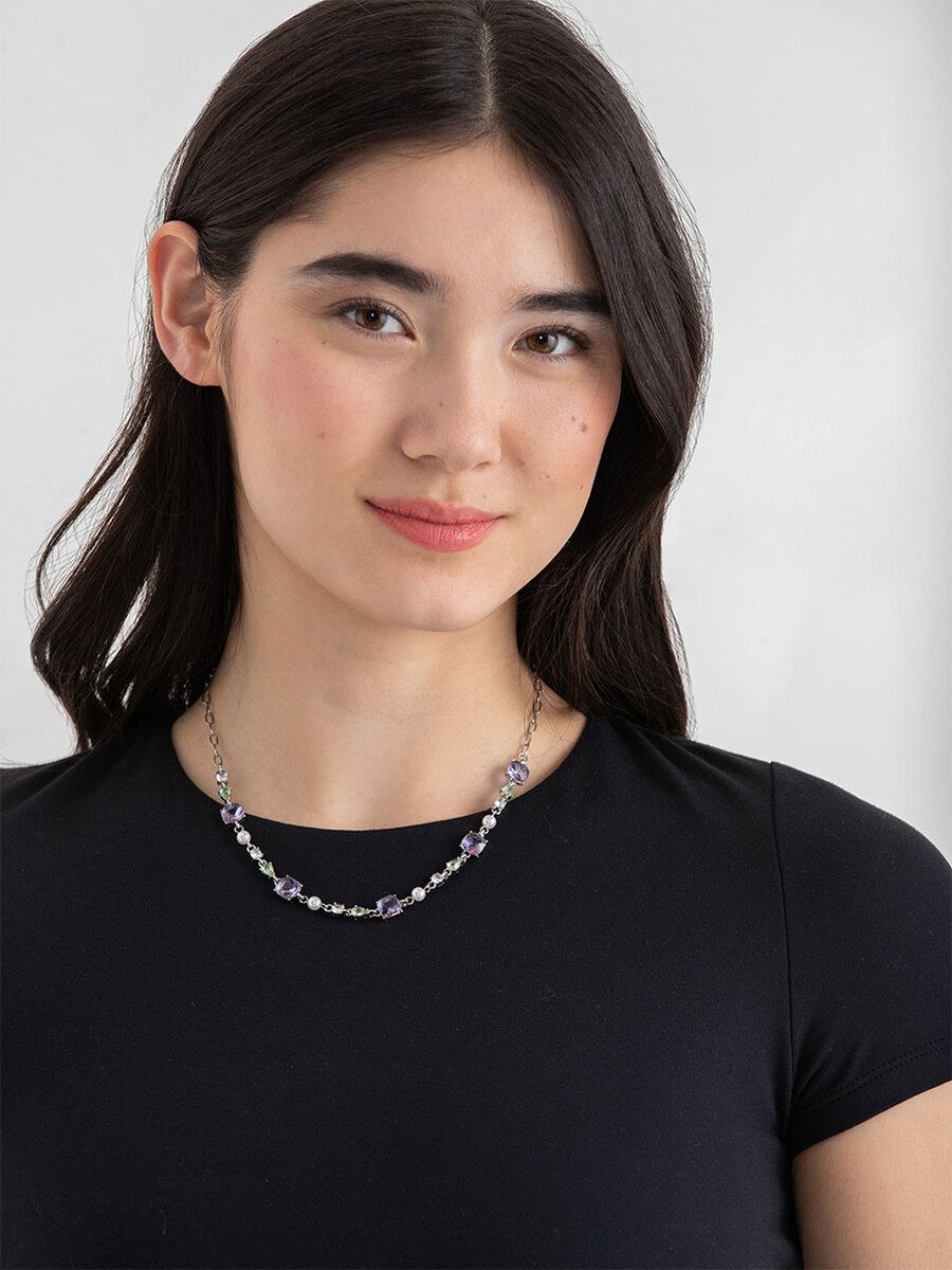Dainty Gem and Pearl Statement Necklace