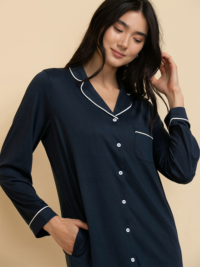 Long Sleeve Button-Down Sleep Shirt Image 2