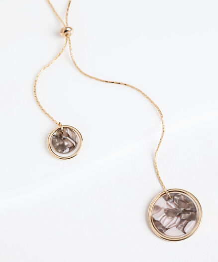 Double Pendant Resin Necklace, Gold