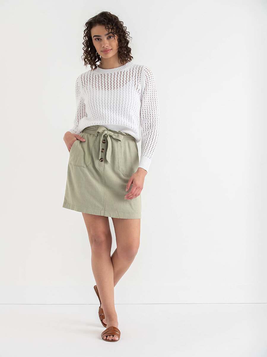 Viscose Linen Skirt with Self Belt