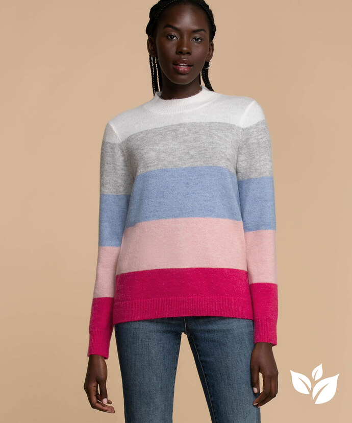 Eco-Friendly Colourblock Mock Neck Sweater Image 1