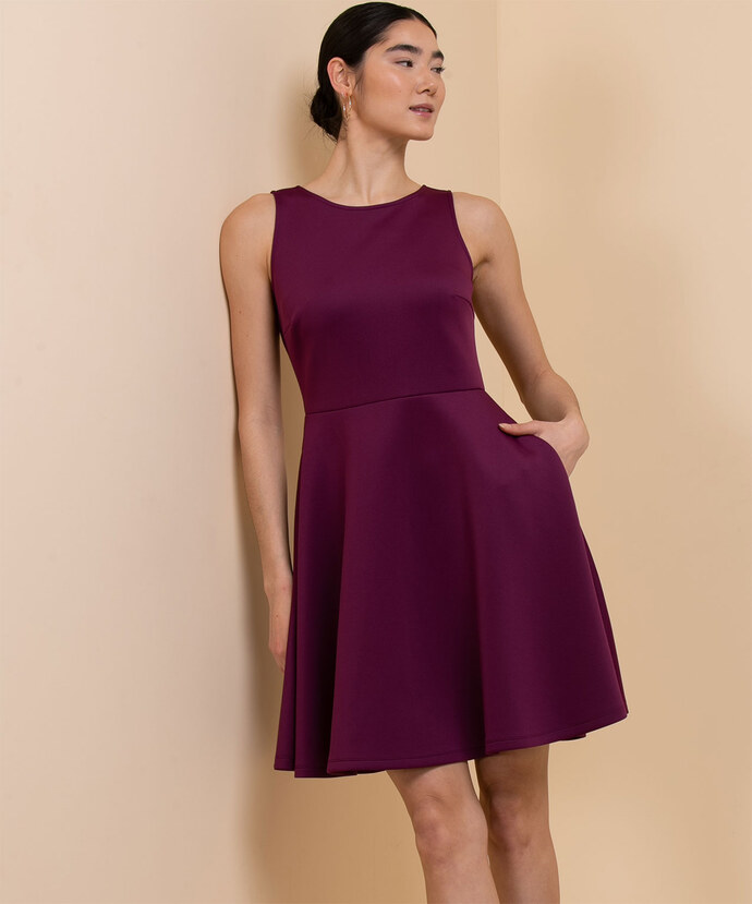 Scuba Fit & Flare Dress with Pockets Image 3