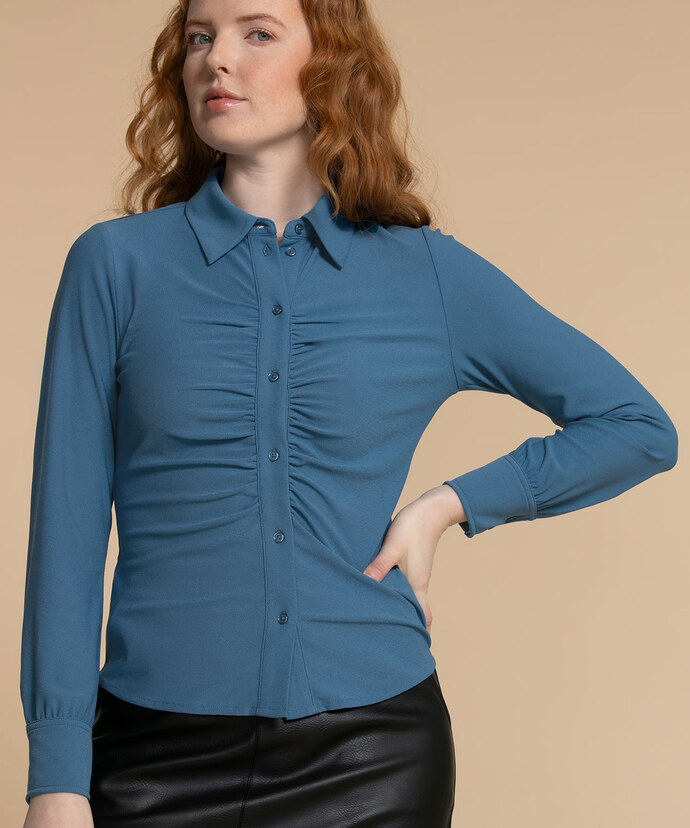 Collared Shirt with Ruched Front Image 3