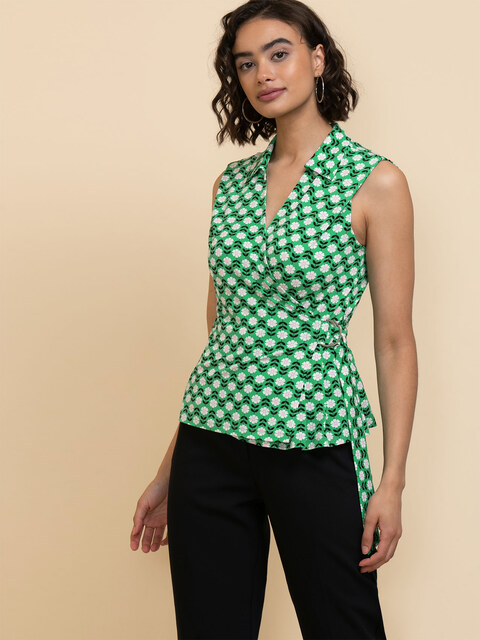 Sleeveless Wrap Top with Buckle