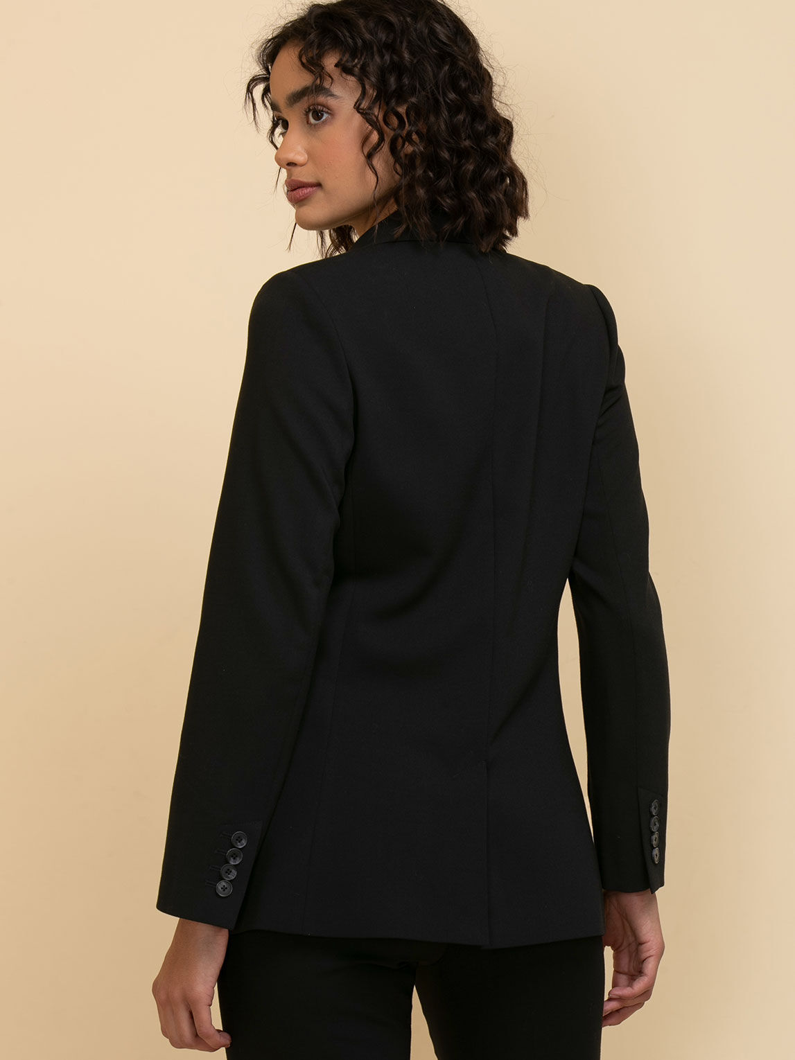 London Double Breasted Relaxed Blazer In Luxe Tailored Ricki s Size L Jet Black Colour