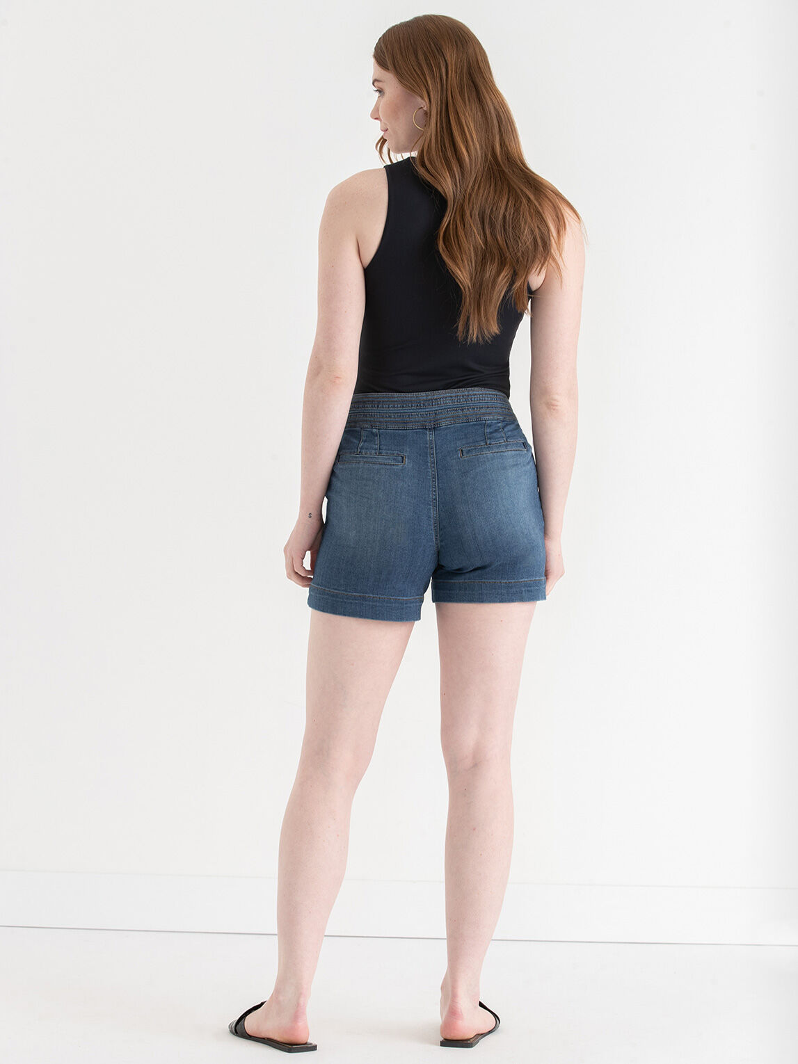Stitch Waistband Denim Shorts