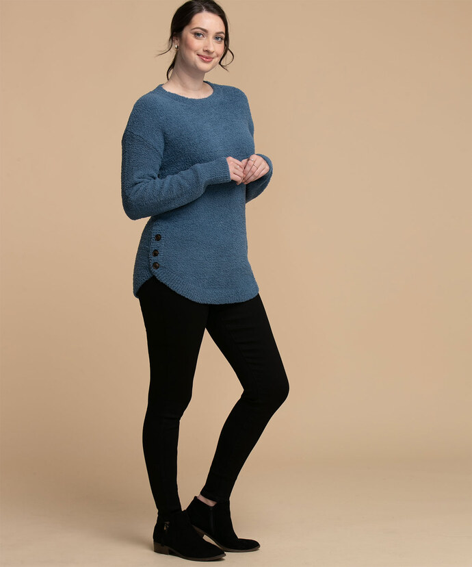 Side Button Teddy Sweater Image 3