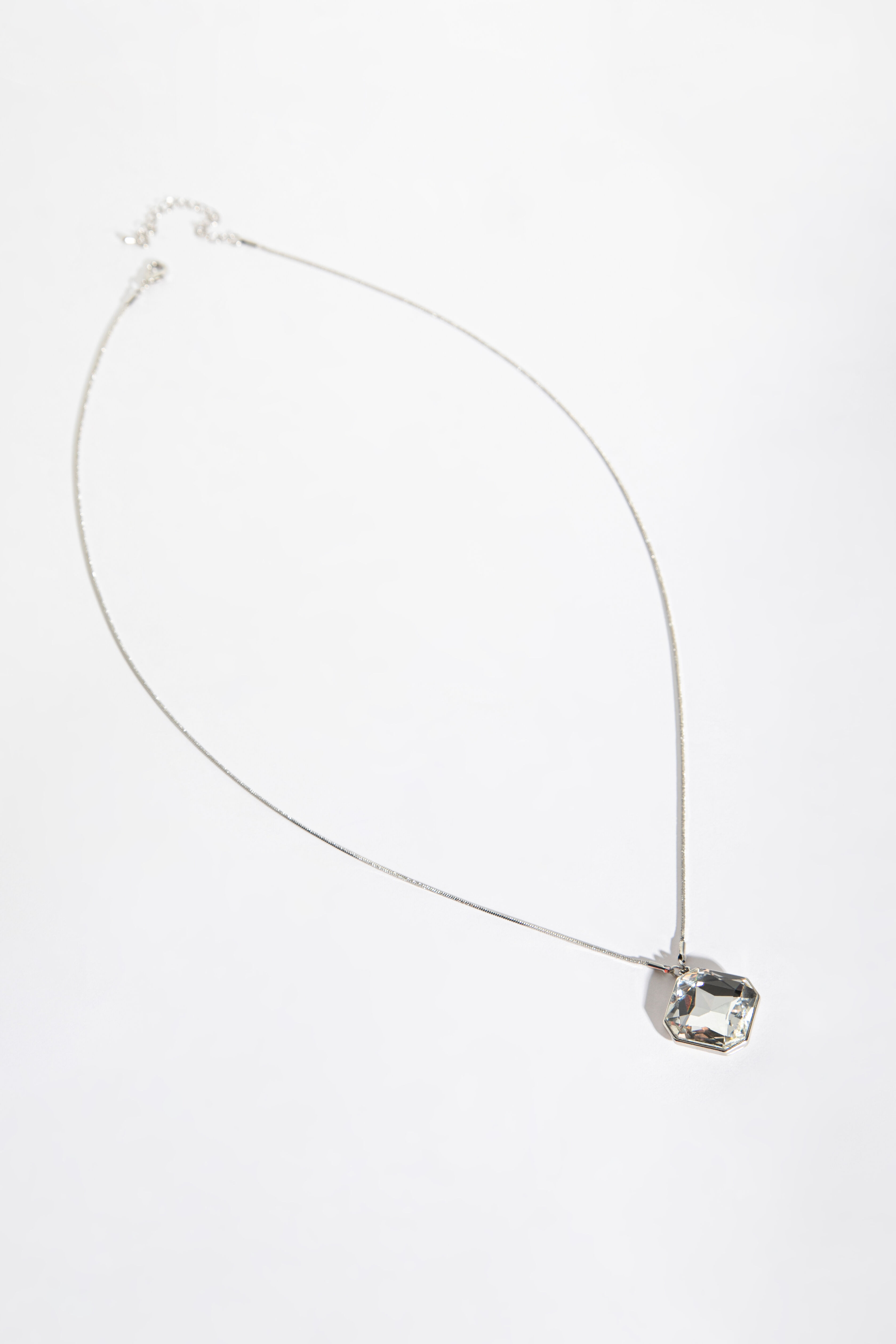 Long Necklace with Large Glass Stone Pendant