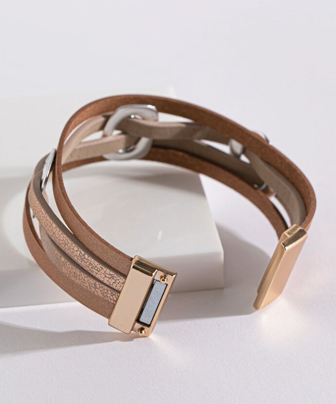 Metallic Beige Snap Bracelet Image 2