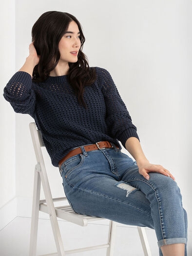 Long Sleeve Crochet Sweater, Salute Long Sleeve Crochet Sweater, Salute