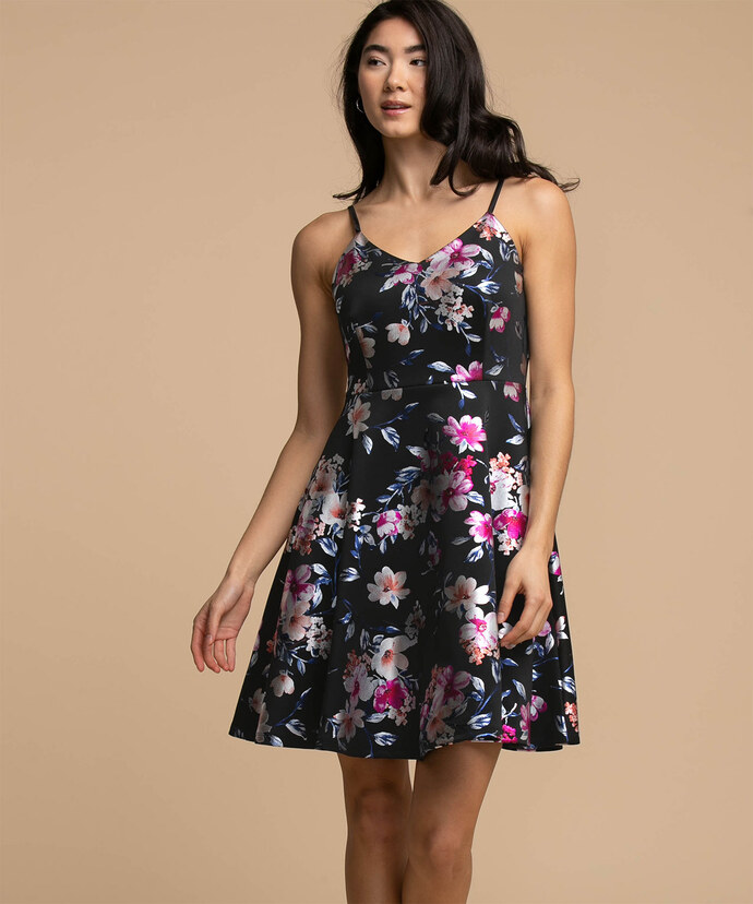 Foil Print Strappy Fit & Flare Dress Image 4