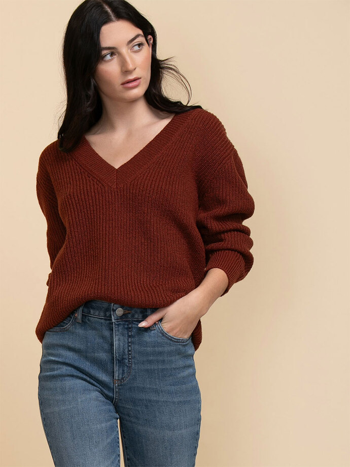Long Sleeve V-Neck Sweater Image 1