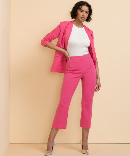 Kick Flare Pant with Pintuck in Cotton Sateen, Hot Pink