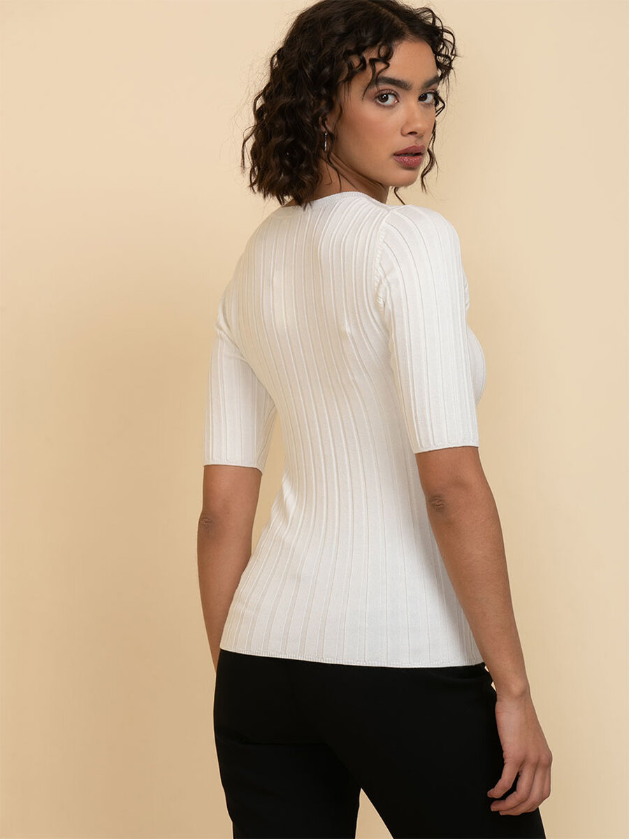 Elbow Sleeve Ribbed Sweater
