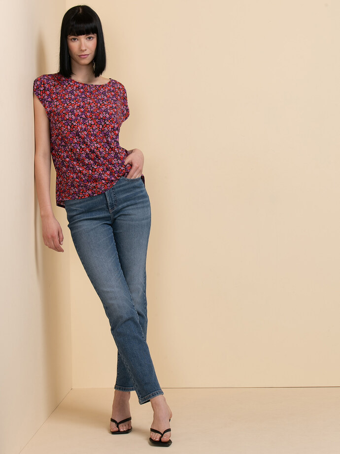Short Sleeve Twist Front Print Blouse by Ripe Image 2