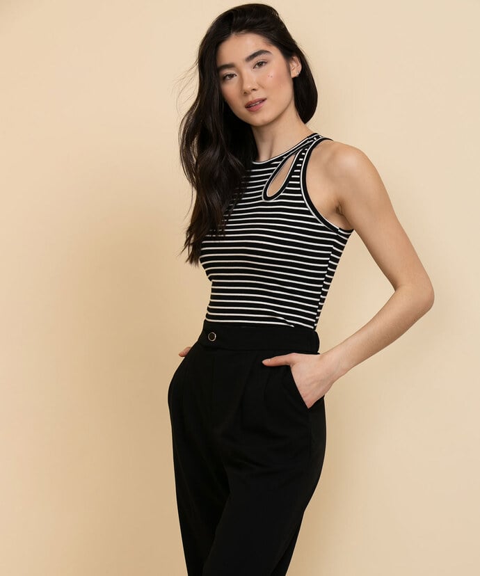 Sleeveless Rib Top with Cut-Out Image 3