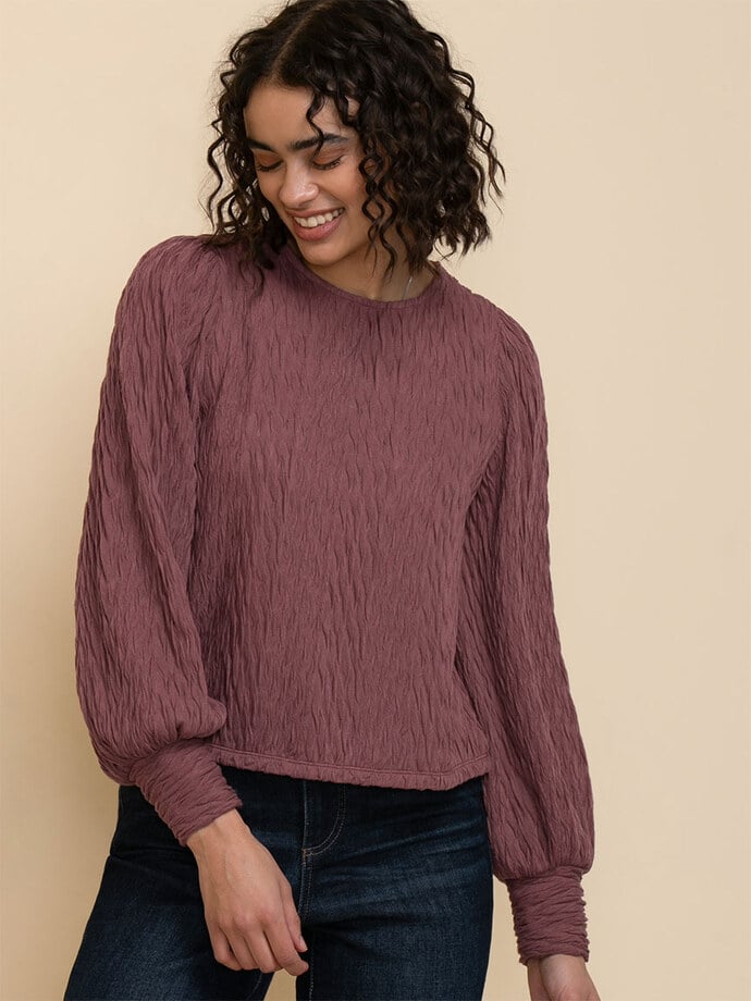 Long Sleeve Textured Knit Top Image 4
