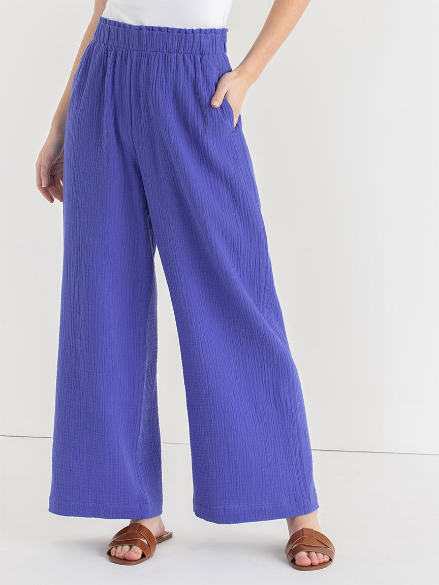 Crinkle Cotton Wide Leg Pant | Rickis