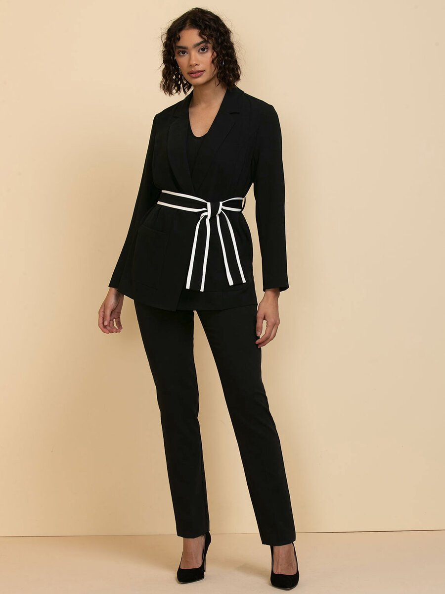 Mid-Length Blazer with Tipped Belt
