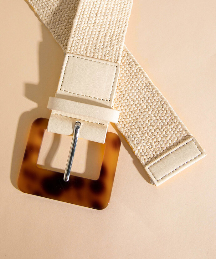 Straw Stretch Belt with Square Buckle Image 2