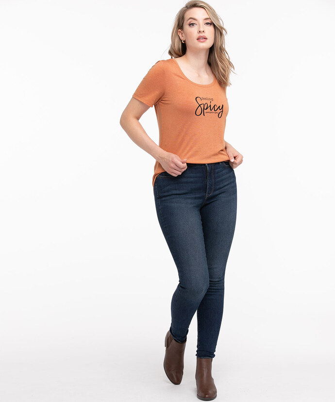 Scoop Neck Shirttail Graphic Tee Image 5