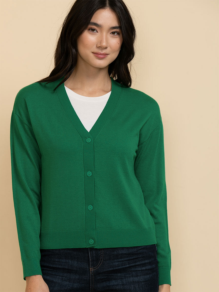 Green cardigan best sale button up