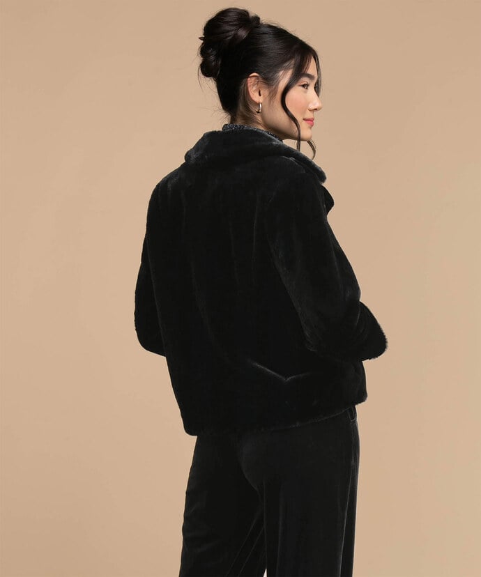 Black Faux Fur Jacket Image 3