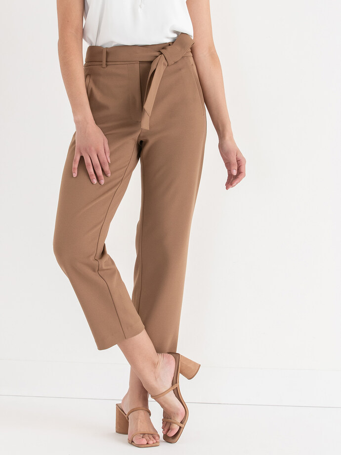 Belted Straight Crop Pant in Scuba Crepe Image 2