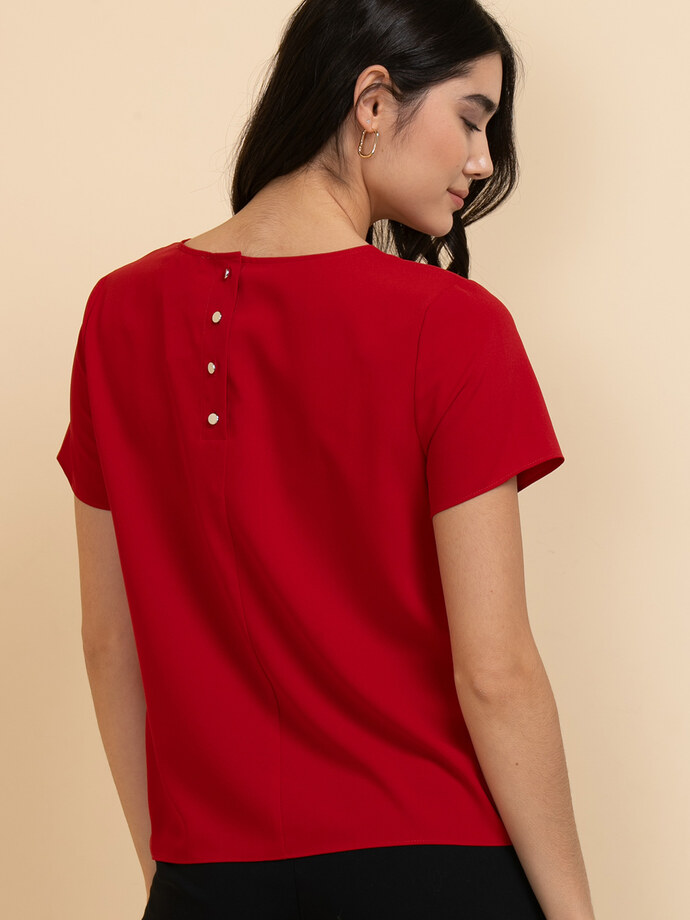 Lydia Short Sleeve Button-Back Blouse Image 4