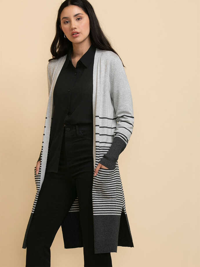 Ribbed Detail Duster Cardigan Image 5