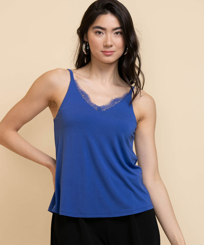 Strappy Tank Top with Lace Image 4