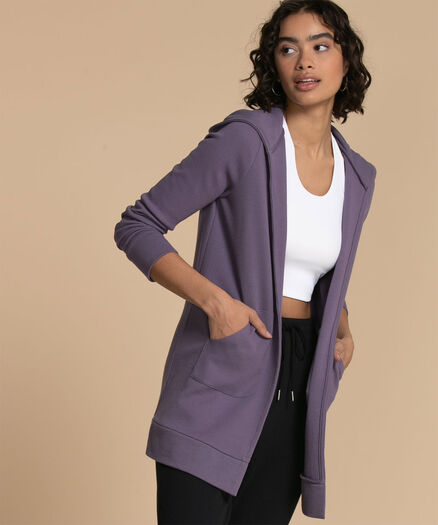 Hooded Waffle Cover-Up, Mulled Grape
