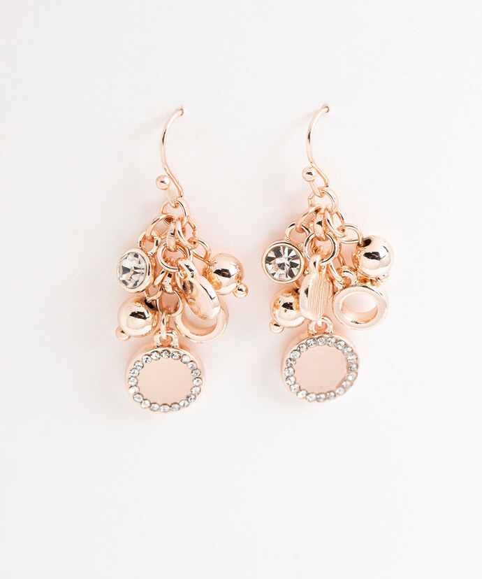 Rose Gold Dangly Charm Earring Image 1