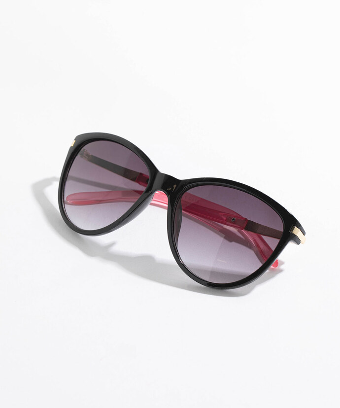 Large Oval Sunglasses With Pink Handles Image 2