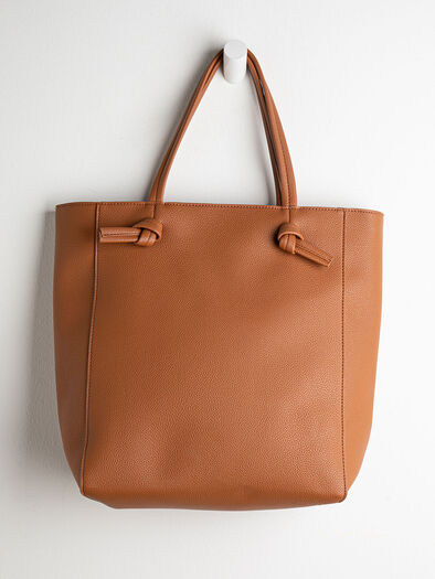Shopping Style Knot Handle Bag, Cognac