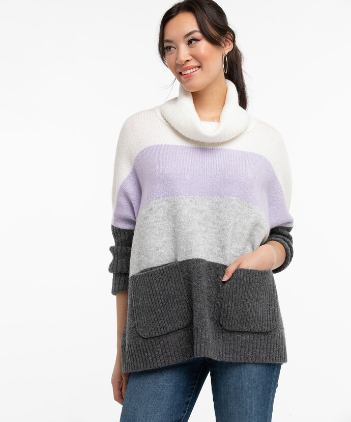 Colourblock Poncho Sweater Image 5