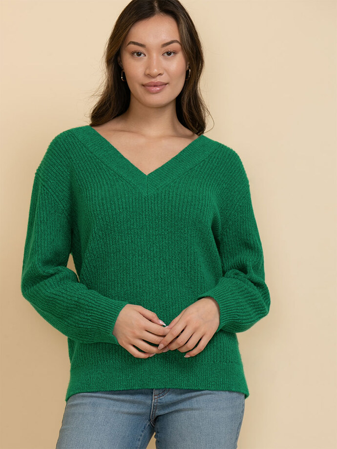 Long Sleeve V-Neck Sweater Image 5