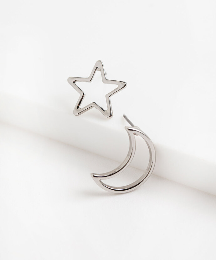 Silver Star & Moon Earring