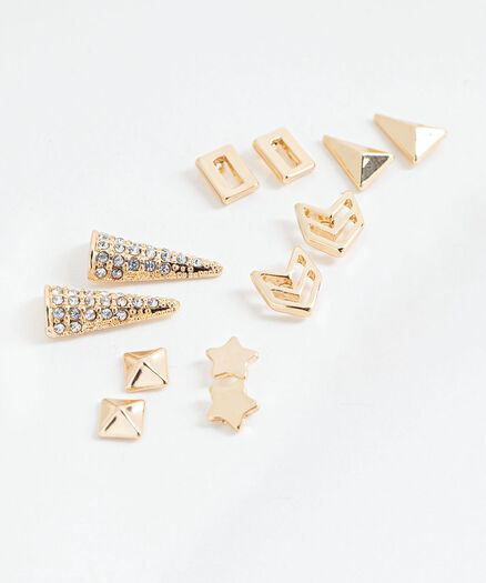 Gold Stud Earring 6-Pack, Gold