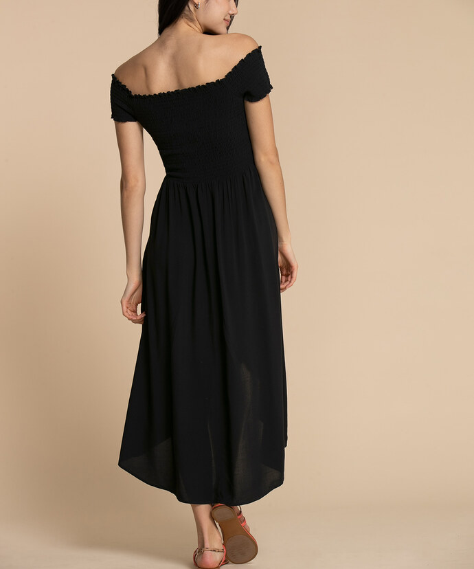 Smocked Off-Shoulder Asymmetrical Dress Image 3
