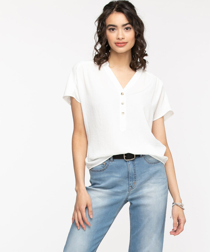 Extended Sleeve Henley Blouse Image 1