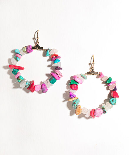 Colourful Stone Hoop Earring, Assorted