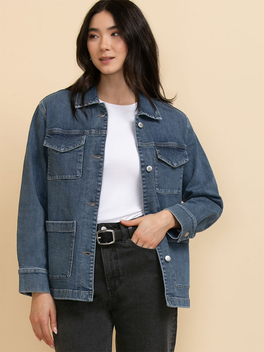 Belted jeans jacket top