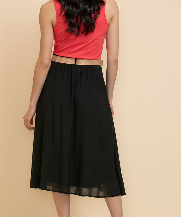 Textured Midi Skirt with Wood Buttons Image 4