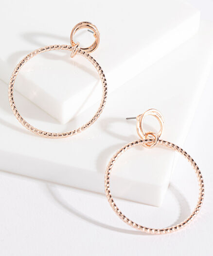 Rose Gold Hoop Earrings with Post , Gold
