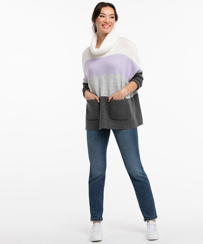 Colourblock Poncho Sweater Image 1