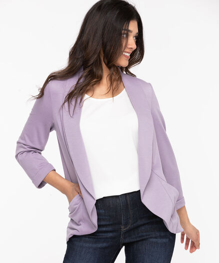 Terry Shawl Collar Cover Up, Purple Ash