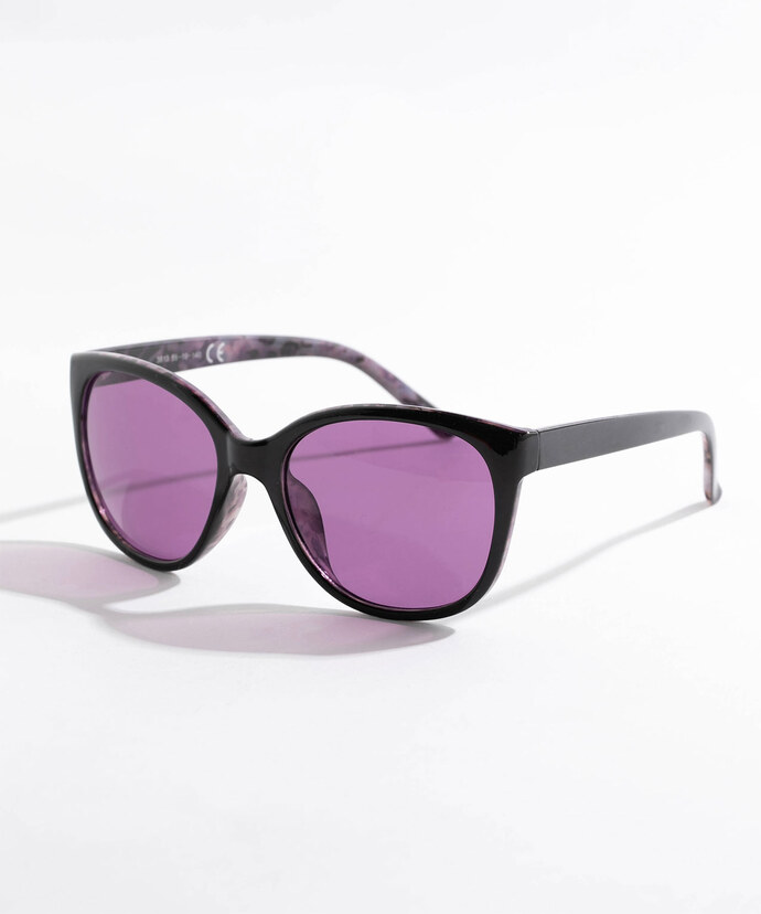 Purple Patterned Black Framed Sunglasses Image 1
